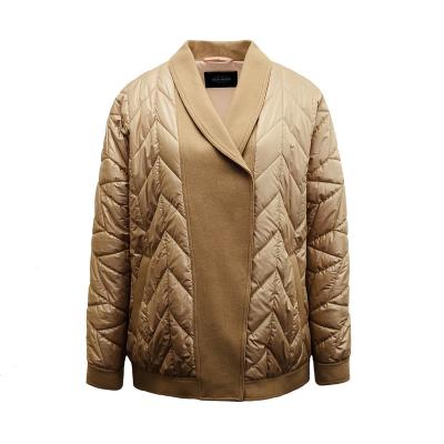 China Waterproof 2023 very popular  women  Autumn and winter woolen spliced  quilting  padding fashion jacket  OEM ODM Outdoor water repellent for sale