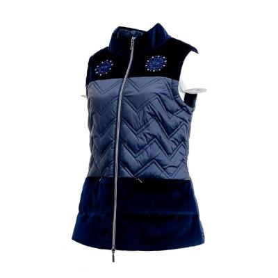 China Waterproof 2023 new popular  women  Autumn winter  Polyester nylon velvet  spliced special embroidery fashion vests outdoor sports  OEM ODM for sale