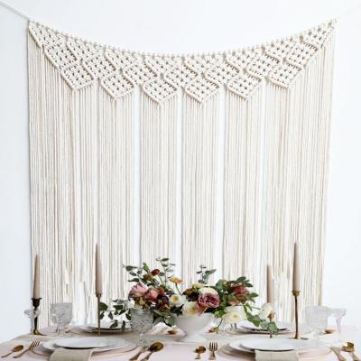 China Bohemian Chic Decorative Wedding Simple Art Fringes Macrame Wall Hanging Geometric Handwoven Wall Hanging for sale