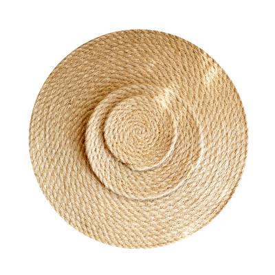 China Other Straw Woven Round Dining Table Mats Thick Machine Washable Heat Resistant 100% Pure Linen Place Mats for sale