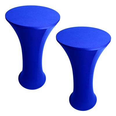 China Modern Fashion Custom High Top Round Fitted Tables Stretch Spandex Blue Cocktail Tablecloth For Bars Party for sale