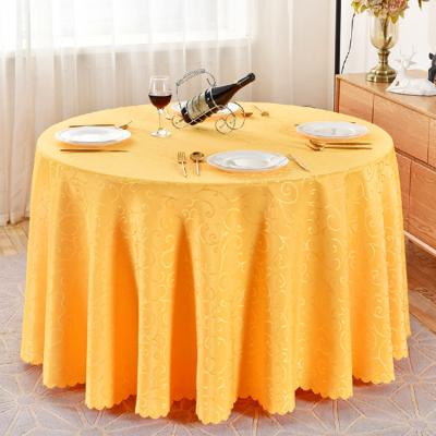 China Modern Jacquard Design Solid Color Polyester Soft Wrinkle Resistant Round Damask Table Cloth For Wedding for sale