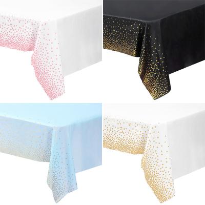 China Home Decorative Washable Gold Dot Party Table Cloth Rectangle Oil Proof Luxury Waterproof Table Cloth for sale