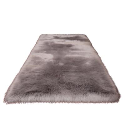 China Elegant Custom Shaggy Rectangle Plush Carpet Indoor Ultra Soft Fluffy Faux Sheepskin Fur Bedroom Blanket From Europe for sale