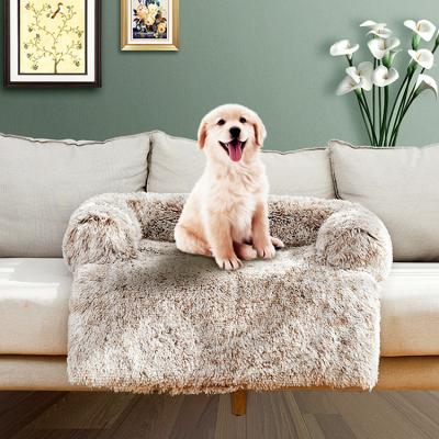 China Plush Kennel Cover Sofa Cushion Washable Thick Calming Breathable Removable Waterproof Pet Bed for sale