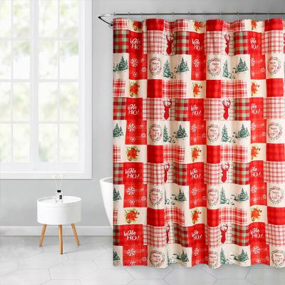 China American Style Waterproof Machine Washable Waterproof Buffalo Check Plaid Christmas Red Black Red Shower for sale