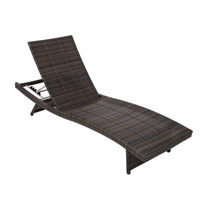 China 2021 Modern Outdoor PE Rattan Handmade Rattan Adjustable Beach Lounge Chairs For Hotel for sale