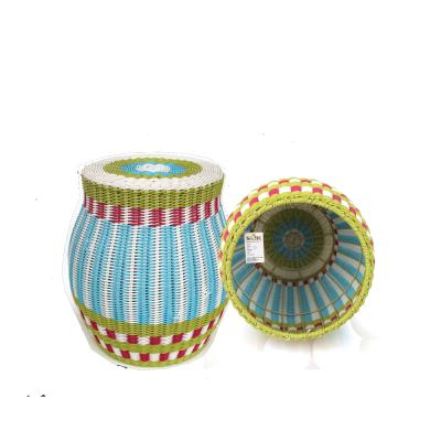 China Modern Living Room Furniture Round Shape PE Rattan Woven Round Stool Stool for sale