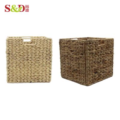 China Rebate Wicker Sustainable Wooden Water Hyacinth Stackable Storage Bins With Laundry Kitchen Storage Basket for sale