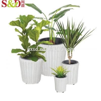 China Wholesale Eco-friendly Indoor Rattan Large Size Plastic Home Plant Decorative Pots for sale