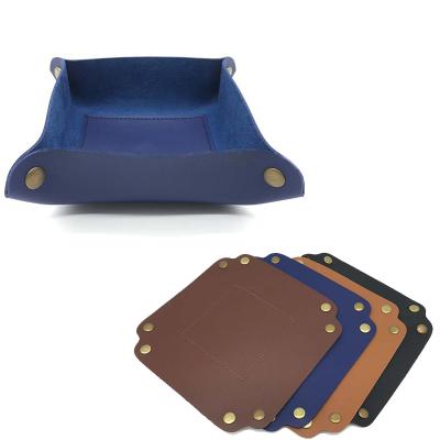 China Stocked premium PU leather tray with brass metal rivets for bases for sale