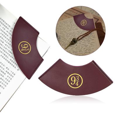 China Burgundy Waterproof Custom Leather Waterproof Gift Sector PU Logo Shape Recyclable Bookmarks Mark Book Bookmarks Paper Clips for sale