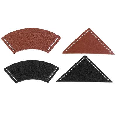 China Wholesale PU Leather Triangle Fan Bookmarks Waterproof For Man Kids Bookmark Vintage Students Reading Portable Bookmarks for sale