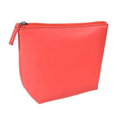 China Portable Pocket Waterproof Trapezoidal Cosmetic Faux Leather Travel Bag Shape Makeup Leather Bag for sale