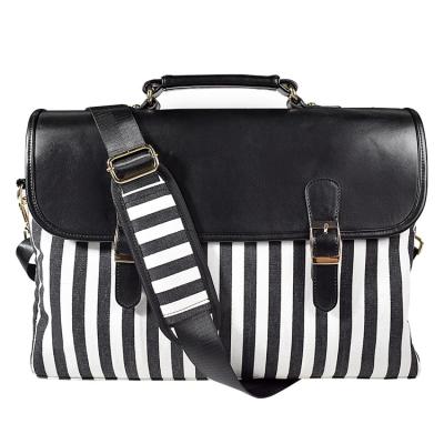 China Modern Portable High Fashion Laptop Bag Striped Protective Luxury Laptop Storage Bags With Chain Strap for sale