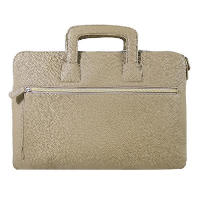 China Portable Beige Leather Laptop Bag Sleeve Laptop Bag With Inner Slot Notebook Sleeve Bag For Men And Women for sale