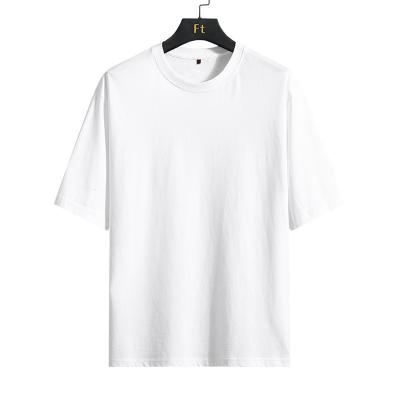 China Wholesale Custom Logo T-shirt Men's 50% Cotton 50% Polyester Breathable Plain White Tee Shirt Wholesale for sale