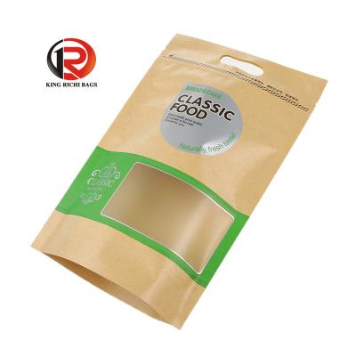 China Holding 100% eco-friendly material certified compostable plastic kraft paper bag with zipper for biodegradable packaging for sale