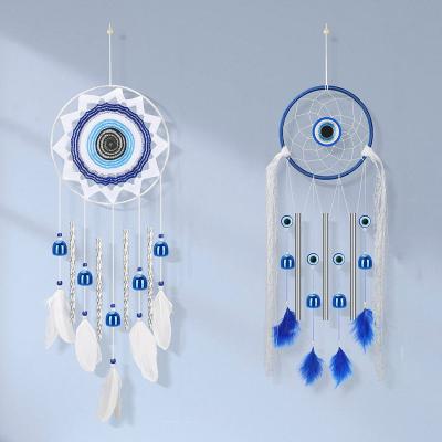 China INS Style Metal Tubes Bell Gifts Minimalist Creative Dreamy Wind Chimes White Feather Catcher for sale