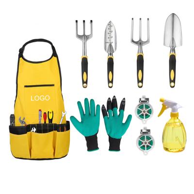 China Outdoor Garden Plant Care Garden Plant Care Kit Custom LOGO Shovel Apron Gardening Tools Set of 10 Pieces for sale