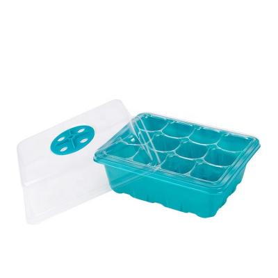 China Reusable Mini Garden 12 Cell Seedling Plant Breeding Tray with Clear Lid for sale