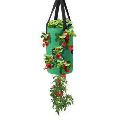 China Wholesale 13 Indoor Outdoor Holes Hanging Planting Bag Nonwoven Fabric Heavy Milling Grow Bag for sale