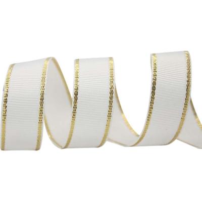 China Recyled 1-1/2 inch (38 mm) gold edge grosgrain ribbons for sale