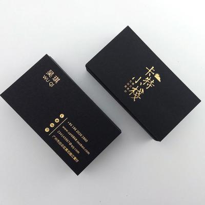 China paper & Cardboard Double Sided Gold Foil Printed Thick Matte Black Card Business Cards for sale