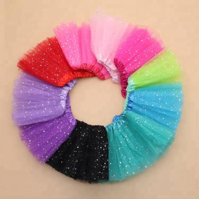 China Anti-wrinkle wholesale candy color cheap star dance wear ballet baby kids shiny tutu dress for sale