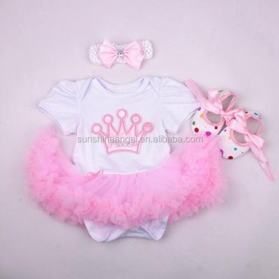 China Wholesale 3PCS Short Sleeve Lovely Babies Princess Romper Set Baby Toddler Clothing for sale