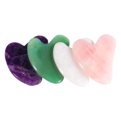 China 2020 Face Heart Shape Clear Gua Sha Rose Rose Quartz Guasha Board for sale