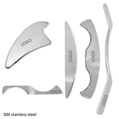 China 2021 IASTM Body Tool 5 in 1 Set 304 Stainless Steel Guasha Massage Tools Metal Gua Sha Tools Muscle Scratch Reliever for sale