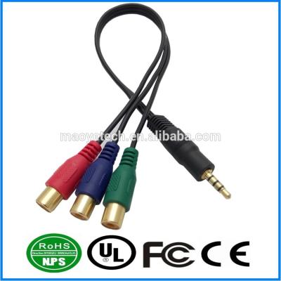 China COMPUTER Stereo Black Jack 3.5mm Male To Female 3 Splitter RCA Y Adapter Audio Extension Cable for sale