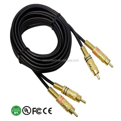 China COMPUTER 2 RCA Male To Male Extension Extension Cable Audio Gold Plated Connector for sale