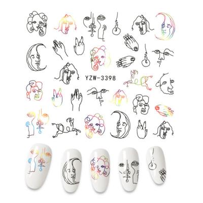 China Custom Tattoo Sticter Nail Accessories Shape Manicure Art Sticker Black and White 3D Nail Sticker for sale