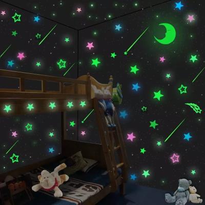 China Custom Decorative Sticker PVC Wall Stickers Kids Room Decoration Glow in the Night Stars Sticker for sale