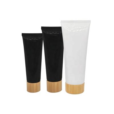 China Double Wall Tube 100ml White Bamboo Cosmetic Soft Tubes Soft Tube Packaging Bamboo for sale