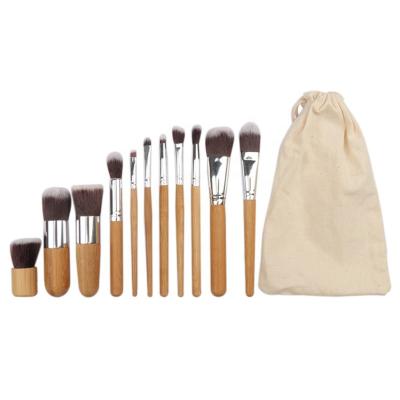 China 11 Pcs Cosmetic Logo Eyeshadow Blush Powder Foundation High Quality Custom Makeup Tools Cosmetic Brushes Bamboo Makeup Brush for sale