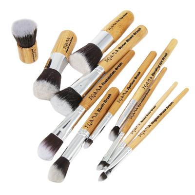 China Fashion and eco friendly custom made engraved logo handle makeup hot sale bamboo brush for sale