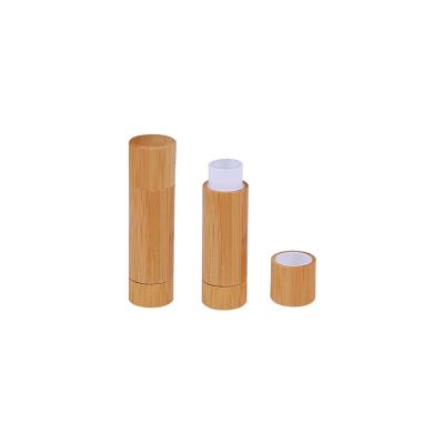 China Household 5g Refillable Tube Holder Natural Bamboo Lipstick Lip Balm Tubes With PP Inner for sale