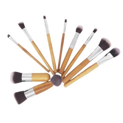 China Customized logo wholesale eco-friendly 11 pieces natural bamboo brush set makeup for sale