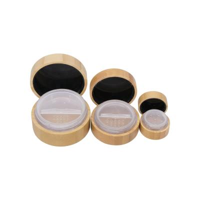 China Loose powder; 20g Bamboo Body Powder Cosmetic Packaging Bamboo Jar With Rotating Sifter Bamboo Loose Powder Loose Sifter Jar for sale