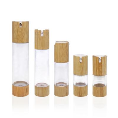 China Household 100ml Skin Care Lotion Plastic Body Type Use Bamboo Airless Pump Bottle for sale