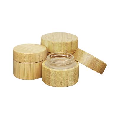 China 2020 Hot Selling Luxury Double Wall Packaging 15ml Green Bamboo Jar For Cream for sale