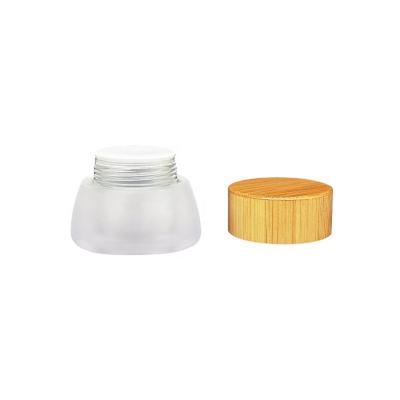 China Eye cream; 5g Eyeliner Square Round Shape Skin Care Container Eye Cream Sample Packaging Acrylic Jar With Bamboo Lid for sale