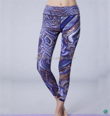 China Antibacterial Oil Painting Pattern Sublimation Printing Long Yoga Pants For Girls Women Ladies for sale