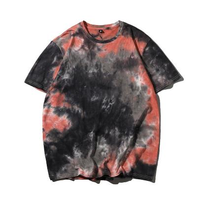 China Fashion Sustainable Custom Mens Loose TIE DYE Print Short Sleeve T Shirts for sale