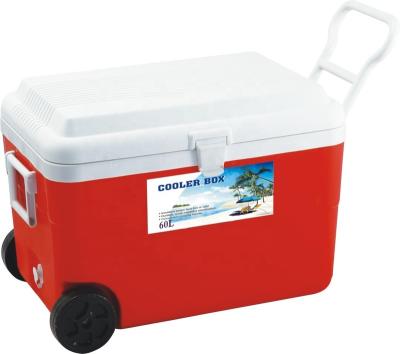 China 60L Large Sustainable Plastic Cooler Box With Wheel And Handle for sale