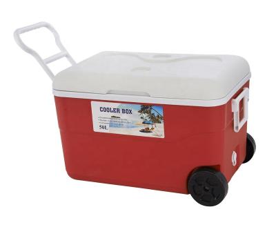 China 50L Plastic Cooler Box Insulated With Wheels Bucket Fridge for sale