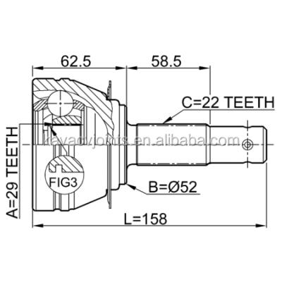 China Steel CV JOINT for KOREA CAR DW-006 OUTER CV JOINT 29X52X22 for sale